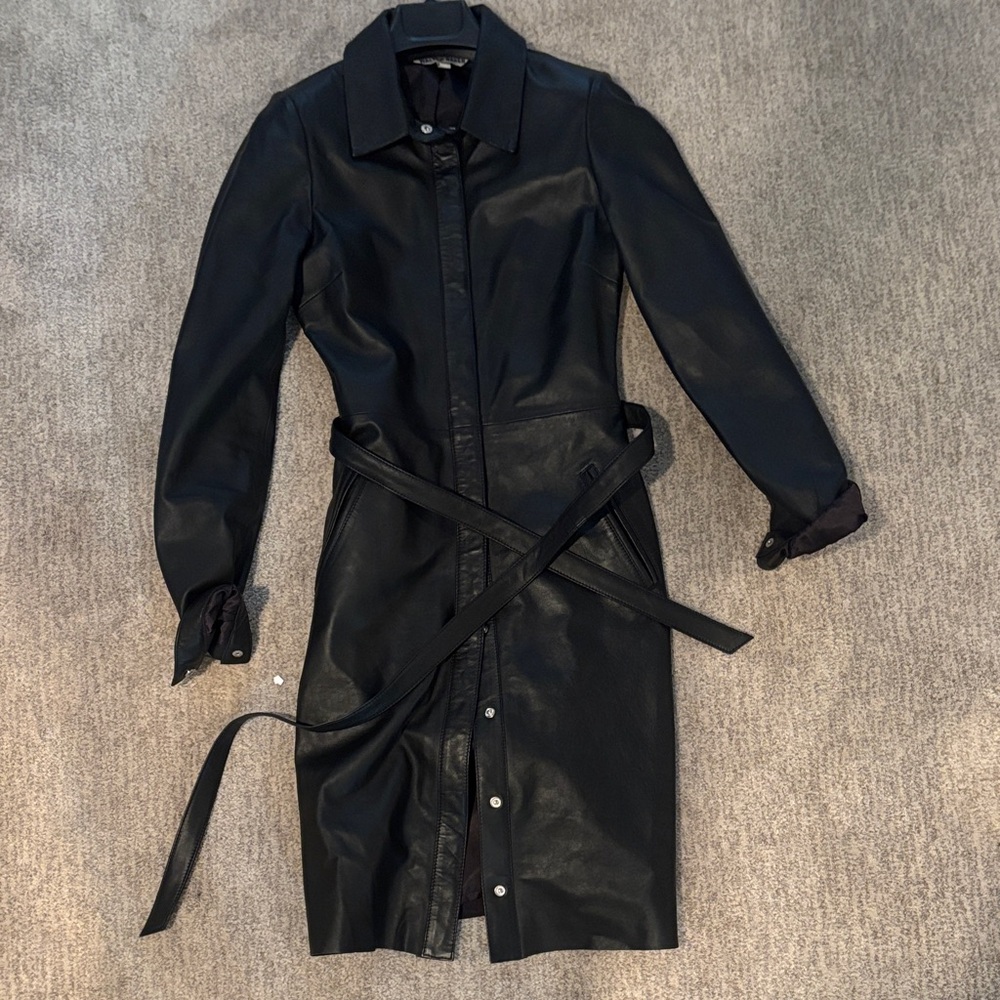 Walter Baker Black Leather Trench Coat